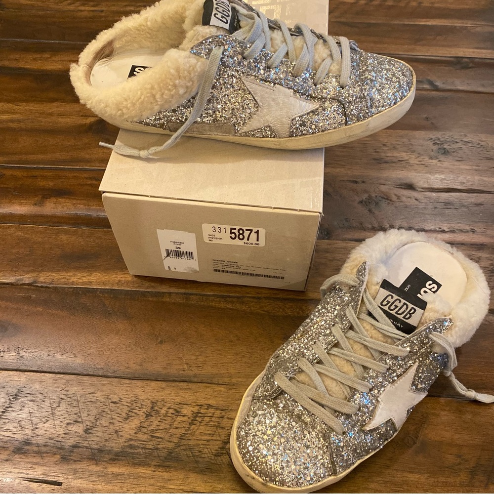 Women's Super-Star Sabot with glitter and shearling interior